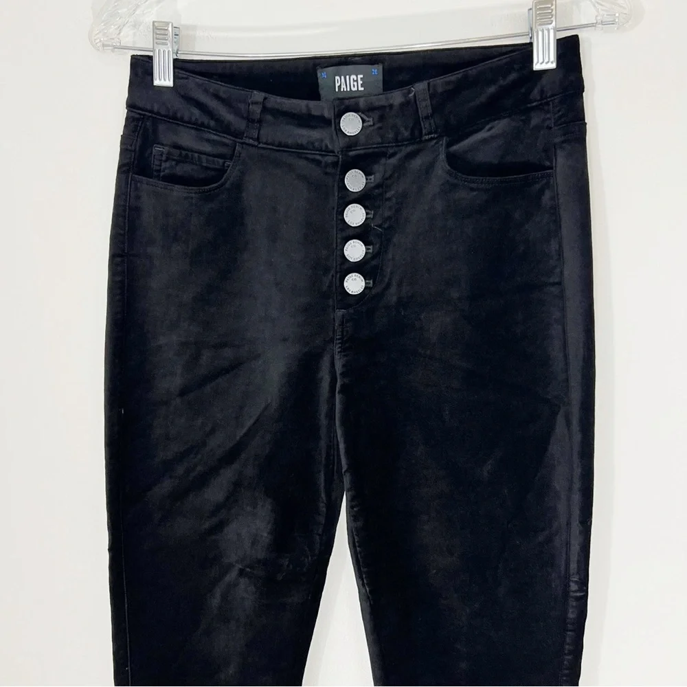 Paige Hoxton Ankle Peg Straight Velvet Jeans in Black Overdye Size 26